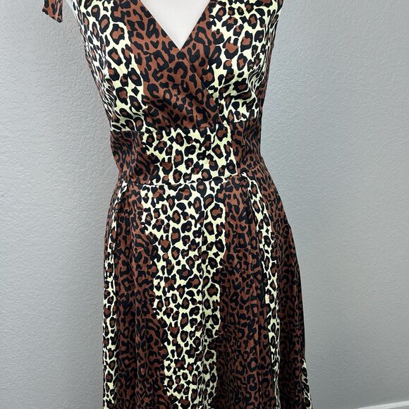 Deadly Dames Women's Tie Me Up Dress Animal Print Flare Size M - Picture 2 of 9